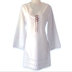 [bag lady mudpie] 1970s Boho Eyelet Peasant Tunic Dress